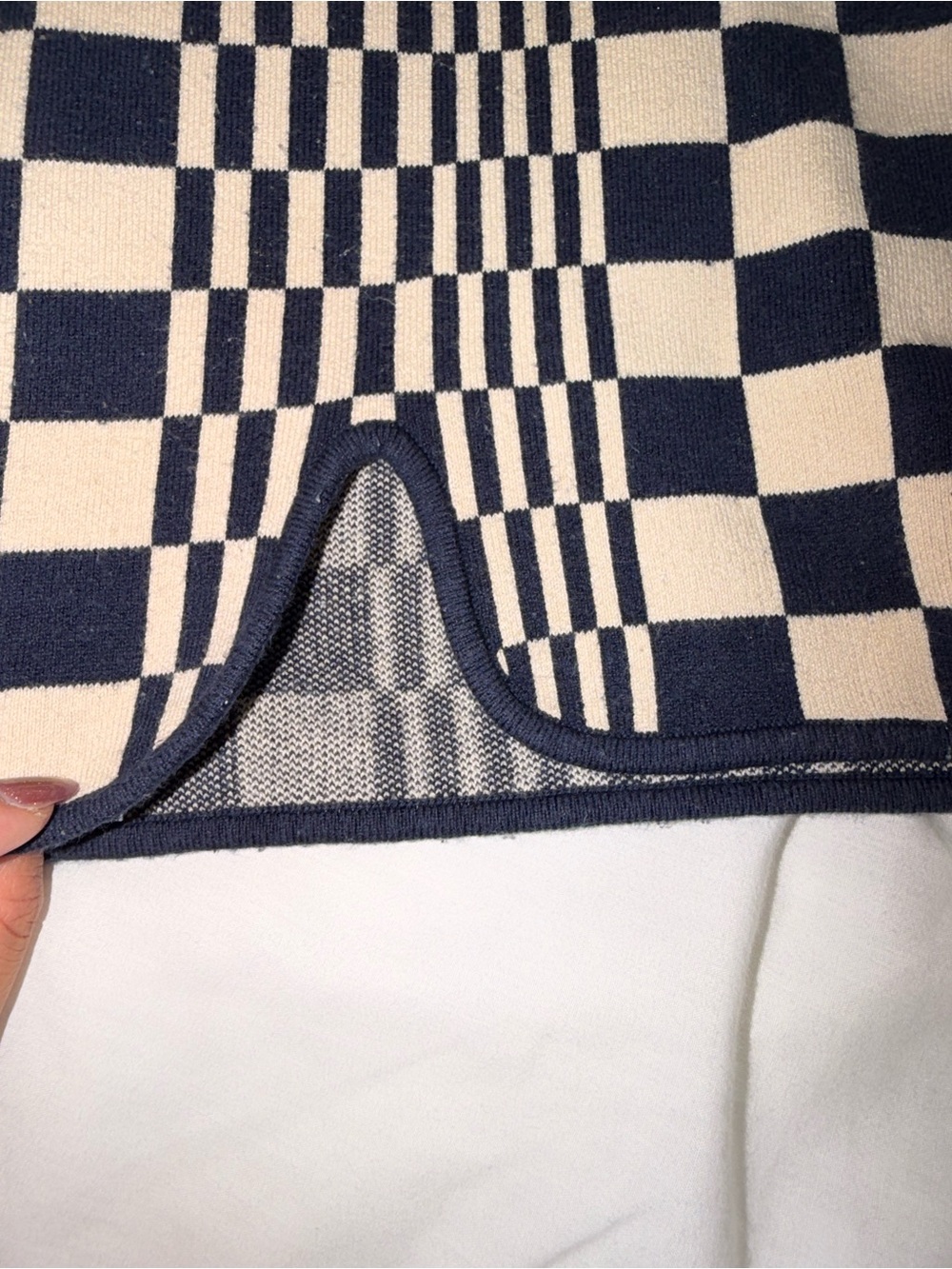 Urban Outfitters Checkerboard Knit Mini Skirt - Black & Cream - Picture 2 of 5